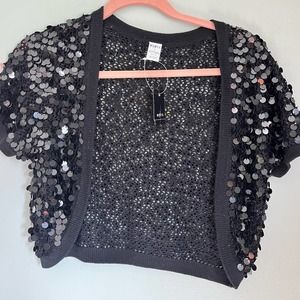 Black Sequin Cropped Bolero Jacket | Medium (Read description) | NWT